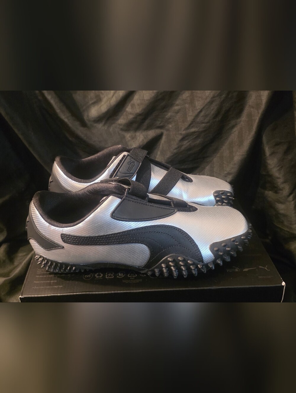 Puma Womens Mostro Shoes Metal Silver Black 405416-01 SZ 9 New No Box Top Defect